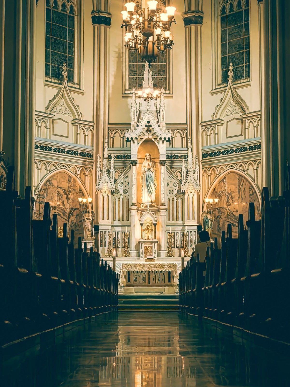 Golden light in the chapel